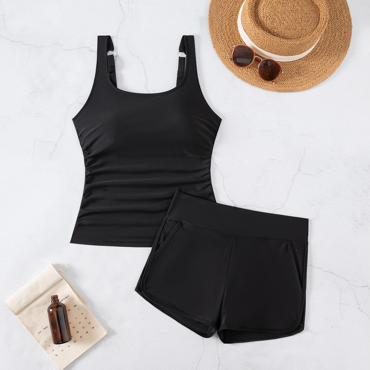 U-neck Boxers High Waist Split Two-piece Suit Bikini Swimsuit