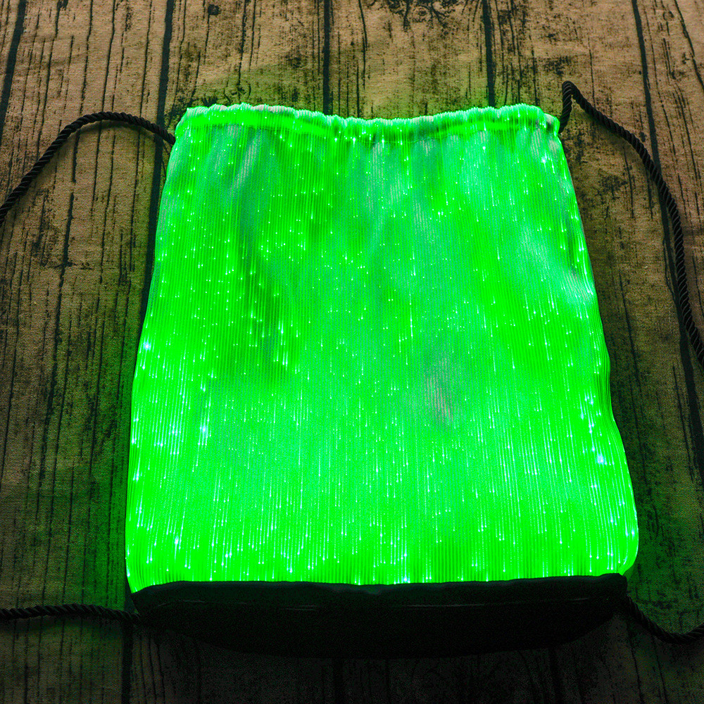 Luminous Fiber Optic Bundle Pocket Backpack Led Colorful Color Changing Drawstring Bag Outdoor Sports Luminous Bag