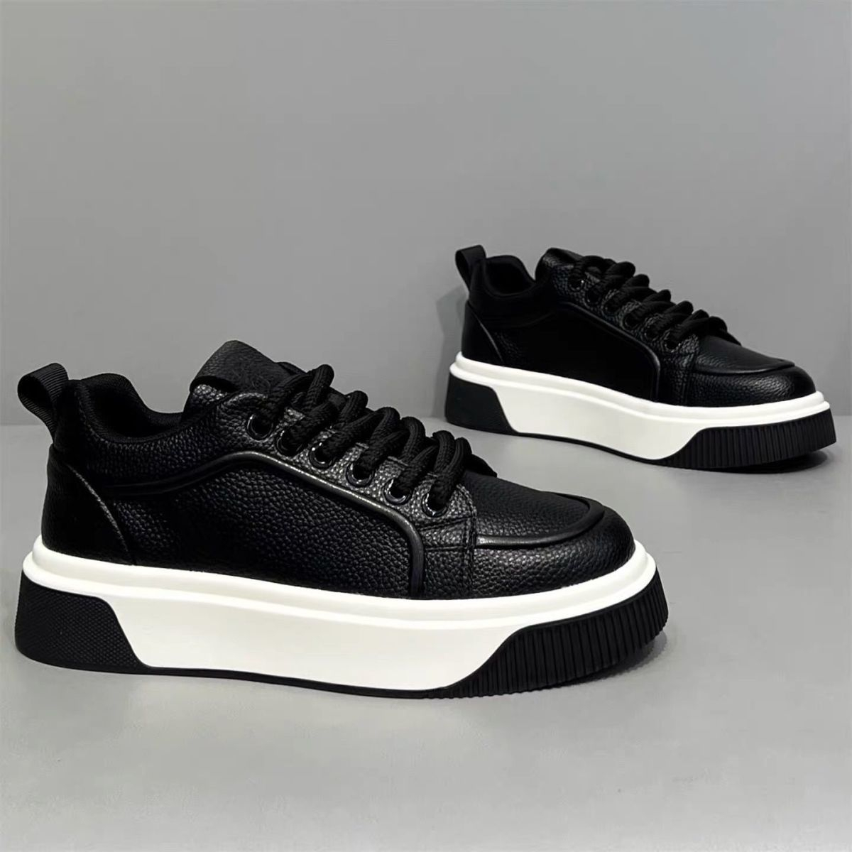 Men's Trendy Light Luxury Low-top White Skate Shoes, Spring Platform Non-slip Soft Sole Casual Sneakers For Students Teenagers