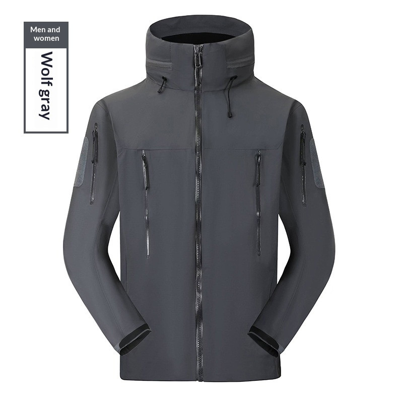 Heat-sealed Glued-seam Single-layer Tactical Jacket In Camouflage