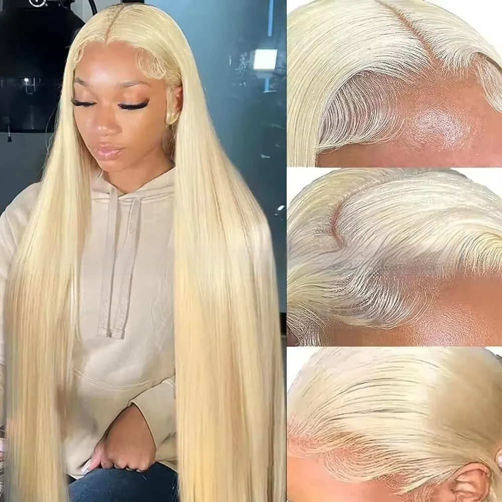 12-40Inch 613 Blonde Straight Human Hair Wigs DIY Colors