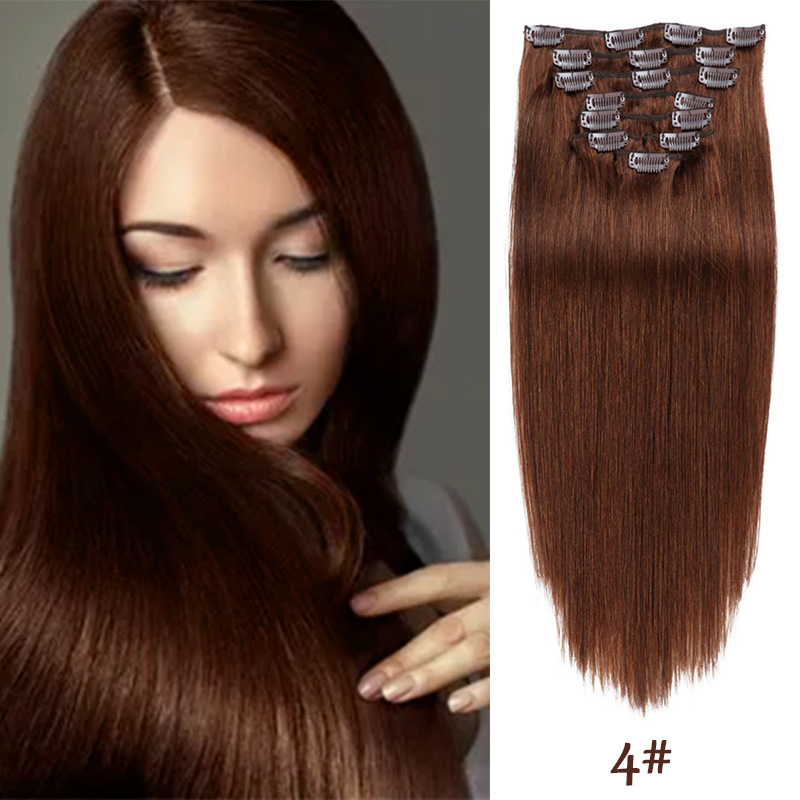 Clip-in Hair Real Human Hair Seven-piece Set 14 Inches 70g Hair Extensions Wig